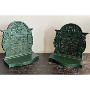 Antique Cast Iron Bradley & Hubbard Northwind Poems Bacon Johnsoniana Bookends
